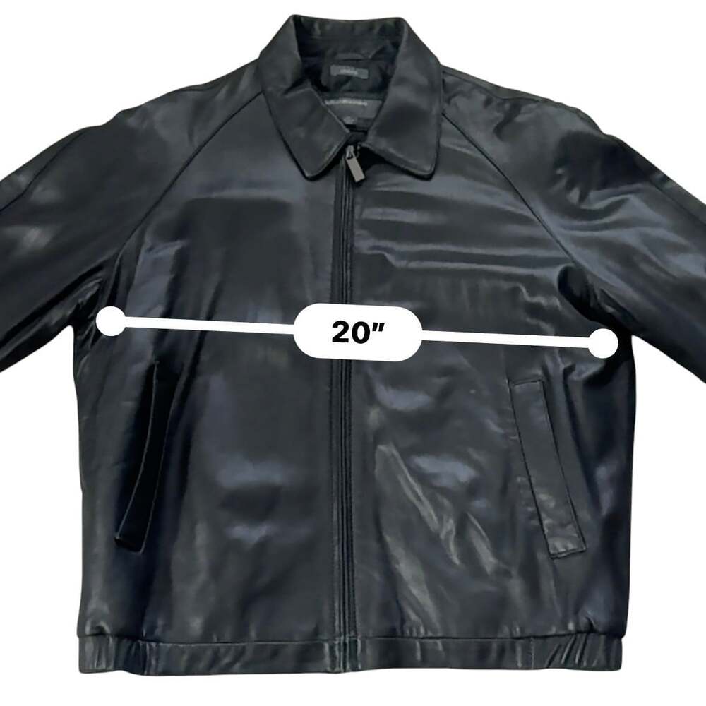 Perry Ellis Portfolio Black Lambskin Leather Bomber Jacket Men's L - Picture 12 of 14
